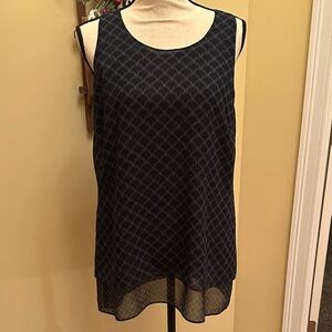 CAbi Navy Scallop Pattern Tank Top